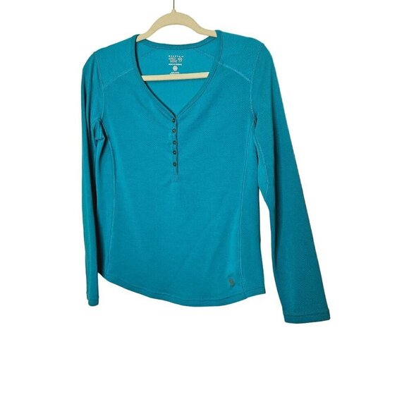 Mountain Hardwear Women's Long Sleeve Henley Shirt Size M Teal Breathable - Picture 1 of 9